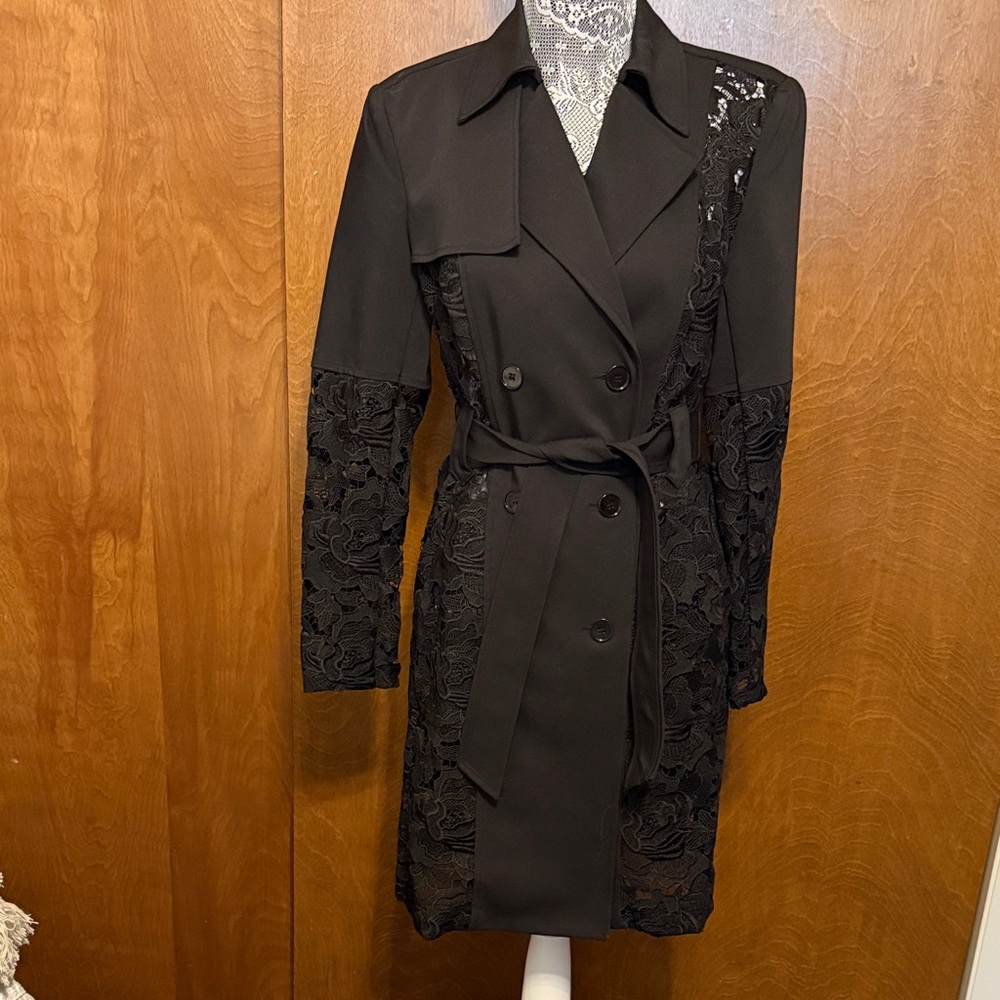 INC International Concepts Black Lace Detail Coat